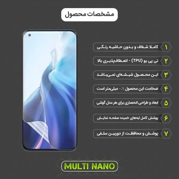 محافظ صفحه نمایش موبایل شیائومی Mi 11