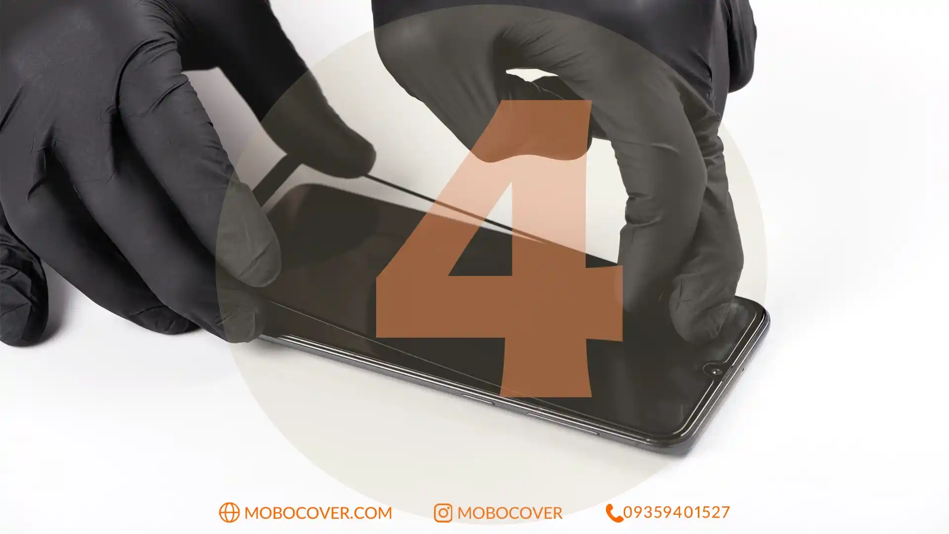 مرحله چهارم: نصب گلس گوشی با دقت بالا