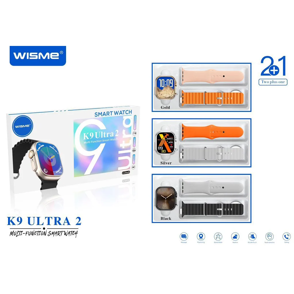 ساعت هوشمند ویزمی مدل K9 Ultra 2 به همراه دو بند